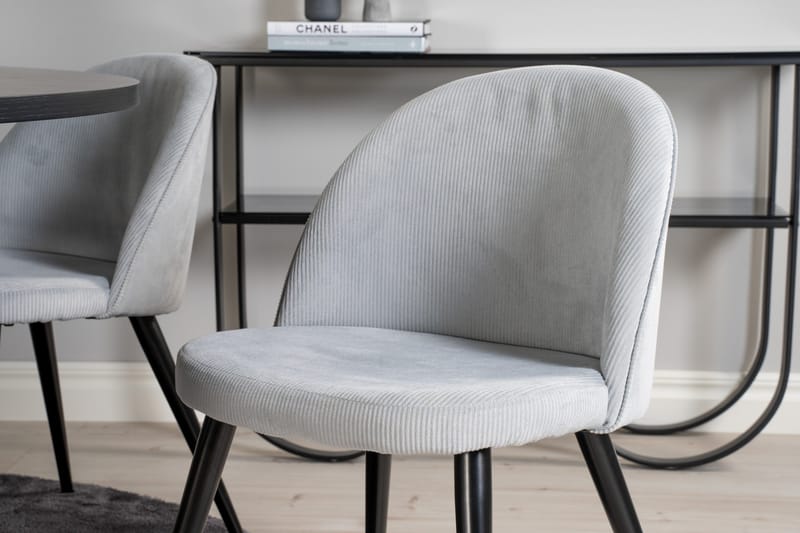 Spisegruppe Möbelfashion Copenhagen spisegruppe 140 cm rund med 6 Velvet-stoler Svart/Lys grå - Møbler - Bord - Spisegrupper