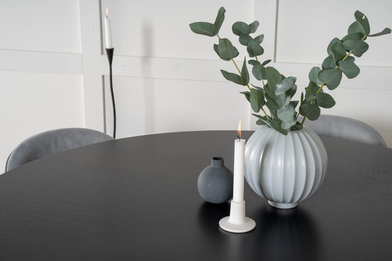 Spisegruppe Möbelfashion Copenhagen spisegruppe 140 cm rund med 6 Velvet-stoler Svart/Lys grå - Møbler - Bord - Spisegrupper