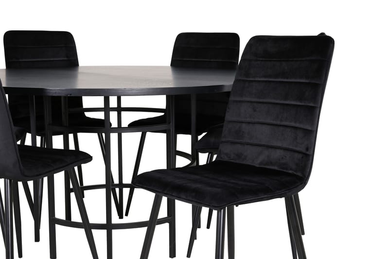 Spisegruppe Möbelfashion Copenhagen spisegruppe 140 cm rund med 6 Windu Lyx-stoler Svart - Møbler - Bord - Spisegrupper