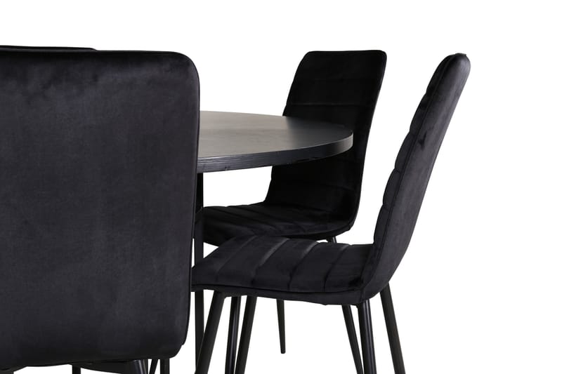 Spisegruppe Möbelfashion Copenhagen spisegruppe 140 cm rund med 6 Windu Lyx-stoler Svart - Møbler - Bord - Spisegrupper