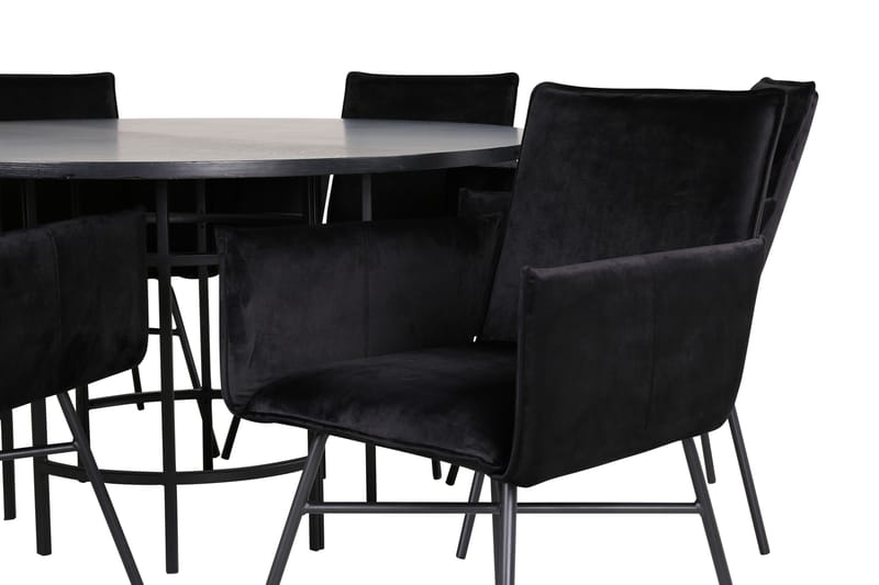 Spisegruppe Möbelfashion Copenhagen spisegruppe 140 cm rund med 6 Petra-stoler Svart - Møbler - Bord - Spisegrupper