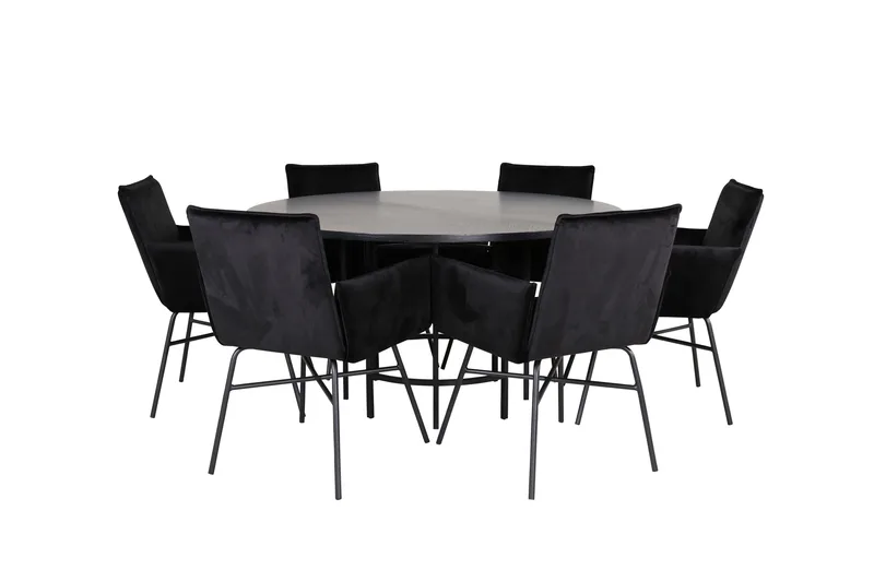Spisegruppe Möbelfashion Copenhagen spisegruppe 140 cm rund med 6 Petra-stoler Svart, undefined