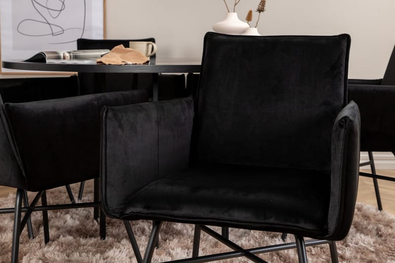 Spisegruppe Möbelfashion Copenhagen spisegruppe 140 cm rund med 6 Petra-stoler Svart - Møbler - Bord - Spisegrupper