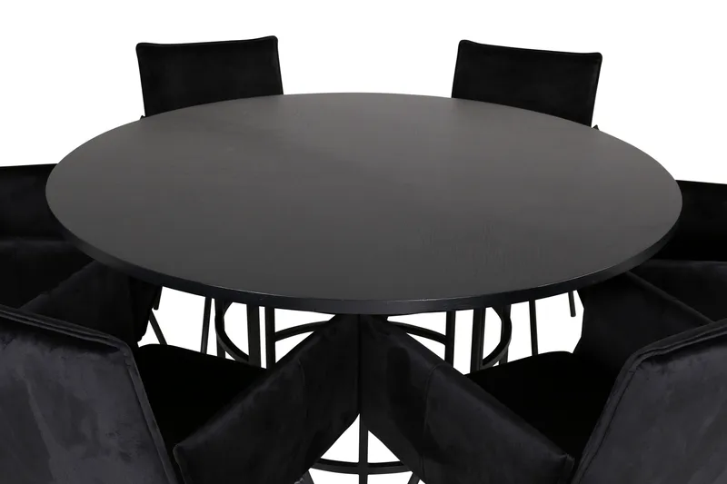 Spisegruppe Möbelfashion Copenhagen spisegruppe 140 cm rund med 6 Petra-stoler Svart - Møbler - Bord - Spisegrupper