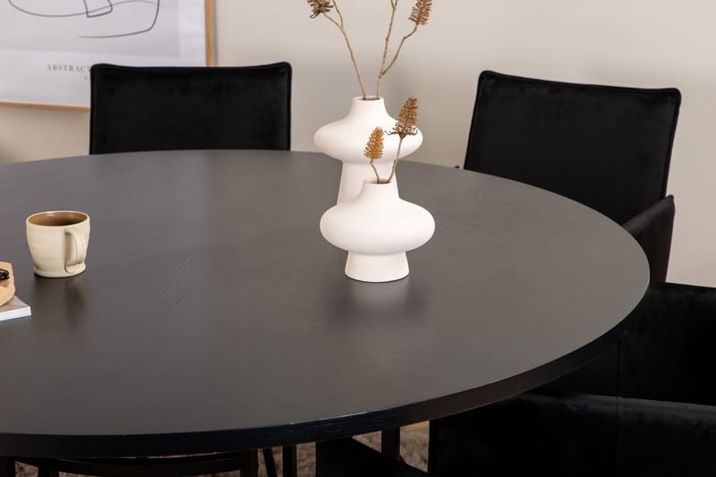 Spisegruppe Möbelfashion Copenhagen spisegruppe 140 cm rund med 6 Petra-stoler Svart - Møbler - Bord - Spisegrupper