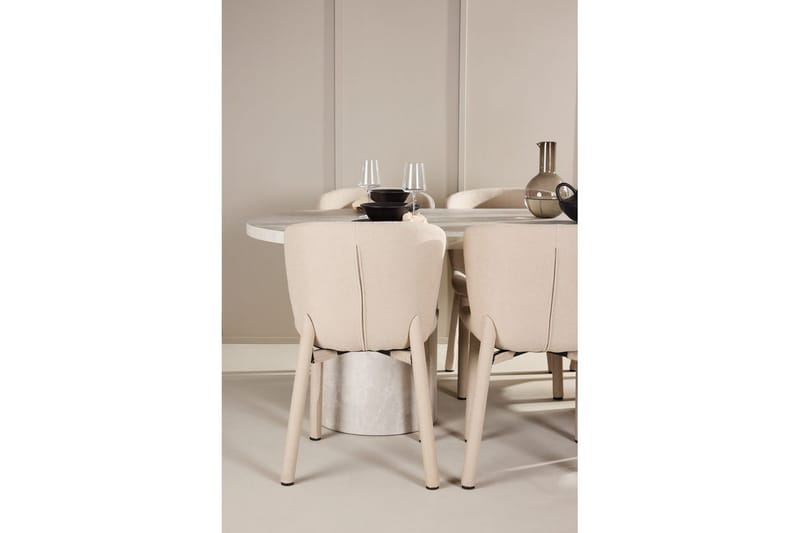 Spisegruppe Narvik 100x200 cm Beige med 6 Astoria Stoler Beige - Beige - Møbler - Bord - Spisegrupper