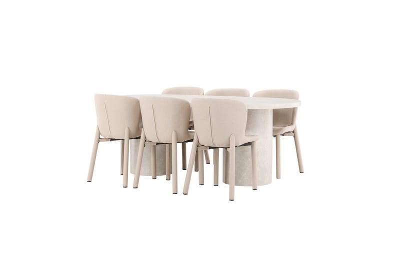 Spisegruppe Narvik 100x200 cm Beige med 6 Astoria Stoler Beige - Beige - Møbler - Bord - Spisegrupper