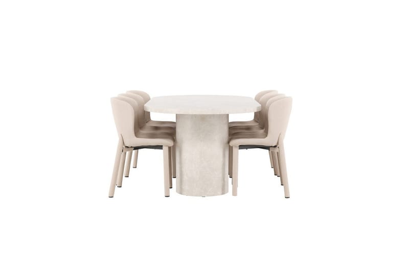Spisegruppe Narvik 100x200 cm Beige med 6 Astoria Stoler Beige - Beige - Møbler - Bord - Spisegrupper