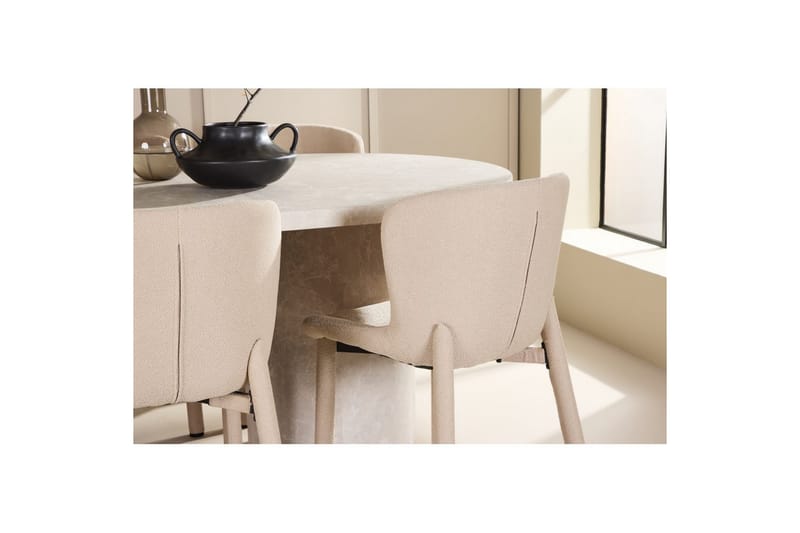 Spisegruppe Narvik 100x200 cm Beige med 6 Astoria Stoler Beige - Beige - Møbler - Bord - Spisegrupper