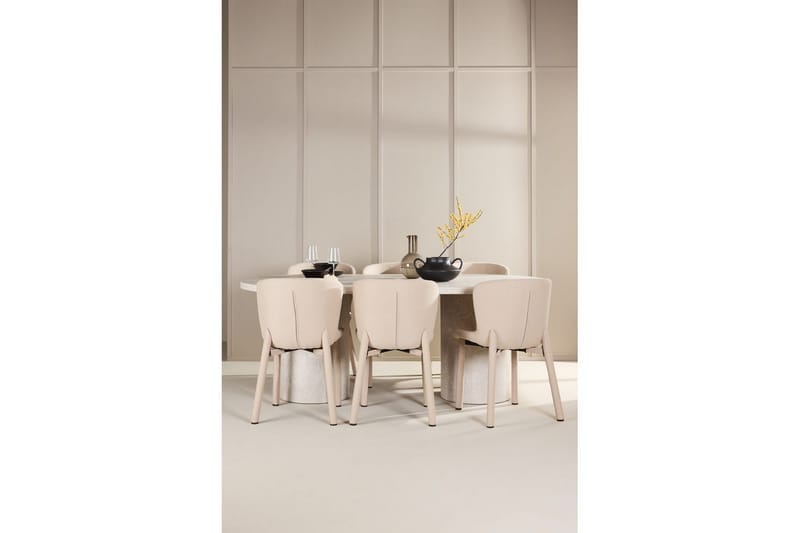 Spisegruppe Narvik 100x200 cm Beige med 6 Astoria Stoler Beige - Beige - Møbler - Bord - Spisegrupper