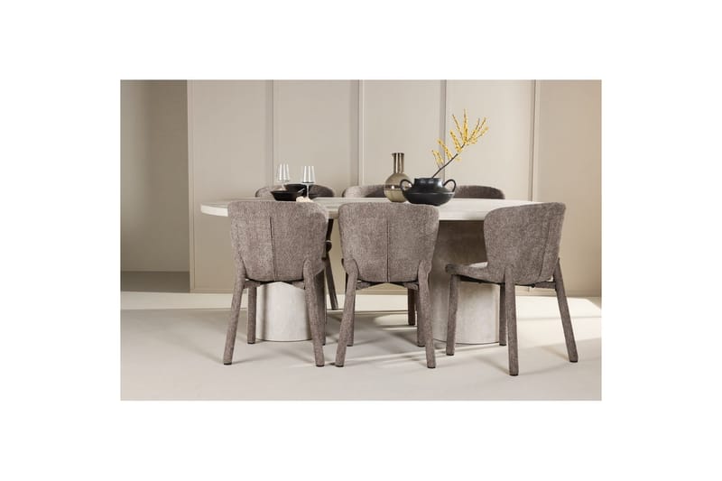 Spisegruppe Narvik 100x200 cm Beige med 6 Astoria Stoler Brun - Brun - Møbler - Bord - Spisegrupper