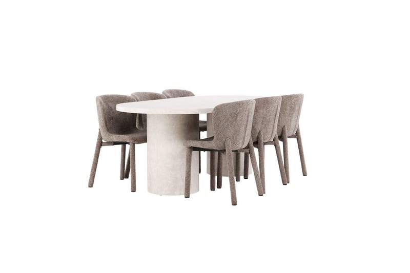 Spisegruppe Narvik 100x200 cm Beige med 6 Astoria Stoler Brun - Brun - Møbler - Bord - Spisegrupper