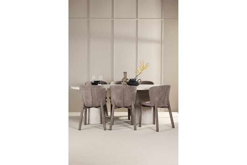 Spisegruppe Narvik 100x200 cm Beige med 6 Astoria Stoler Brun - Brun - Møbler - Bord - Spisegrupper