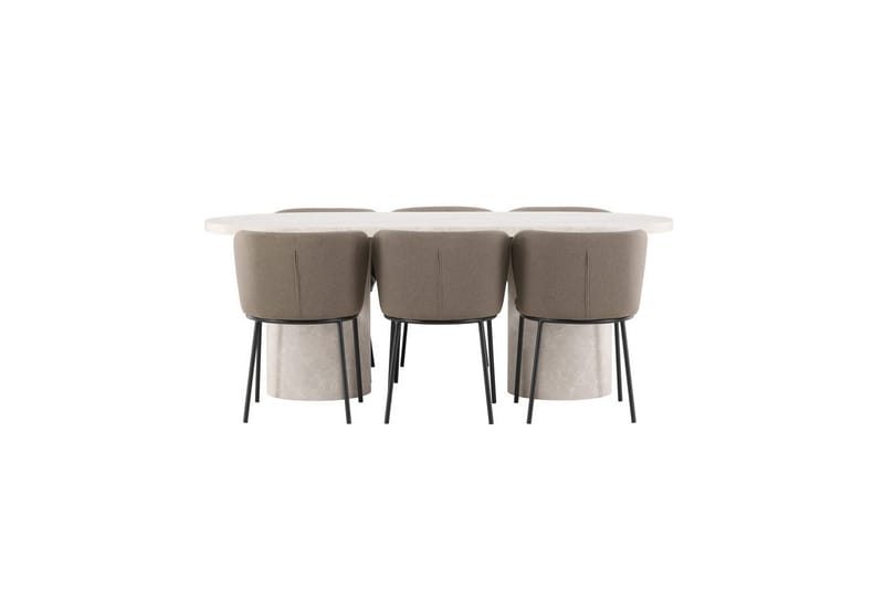 Spisegruppe Narvik 100x200 cm Beige med 6 Edina Stoler Svart / Brun, Svart / Brun