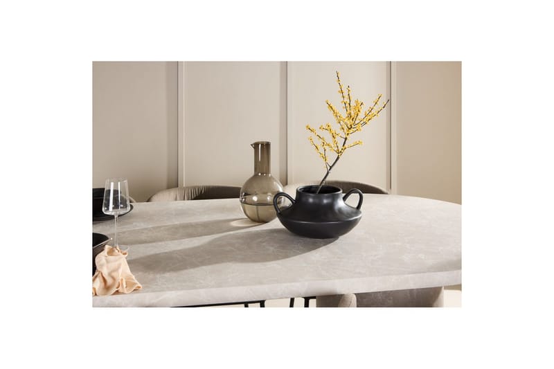 Spisegruppe Narvik 100x200 cm Beige med 6 Edina Stoler Svart / Brun - Svart / Brun - Møbler - Bord - Spisegrupper