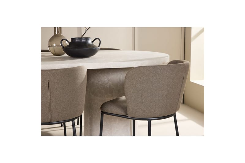 Spisegruppe Narvik 100x200 cm Beige med 6 Edina Stoler Svart / Brun - Svart / Brun - Møbler - Bord - Spisegrupper