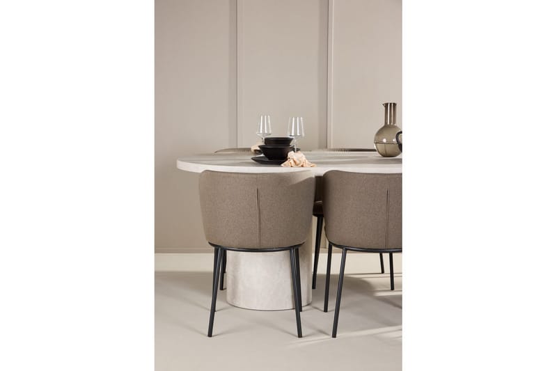 Spisegruppe Narvik 100x200 cm Beige med 6 Edina Stoler Svart / Brun - Svart / Brun - Møbler - Bord - Spisegrupper