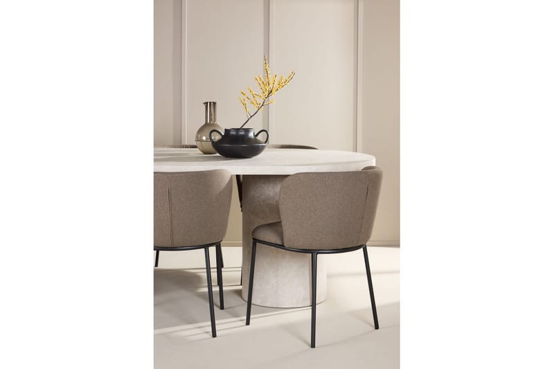 Spisegruppe Narvik 100x200 cm Beige med 6 Edina Stoler Svart / Brun - Svart / Brun - Møbler - Bord - Spisegrupper