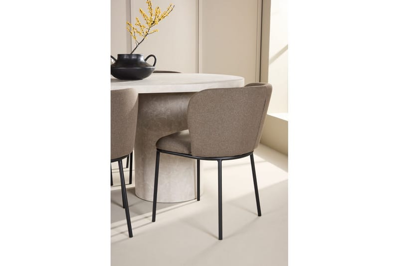 Spisegruppe Narvik 100x200 cm Beige med 6 Edina Stoler Svart / Brun - Svart / Brun - Møbler - Bord - Spisegrupper