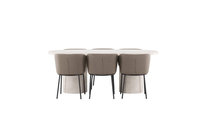 Spisegruppe Narvik 100x200 cm Beige med 6 Edina Stoler Svart / Brun - Svart / Brun - Møbler - Bord - Spisegrupper