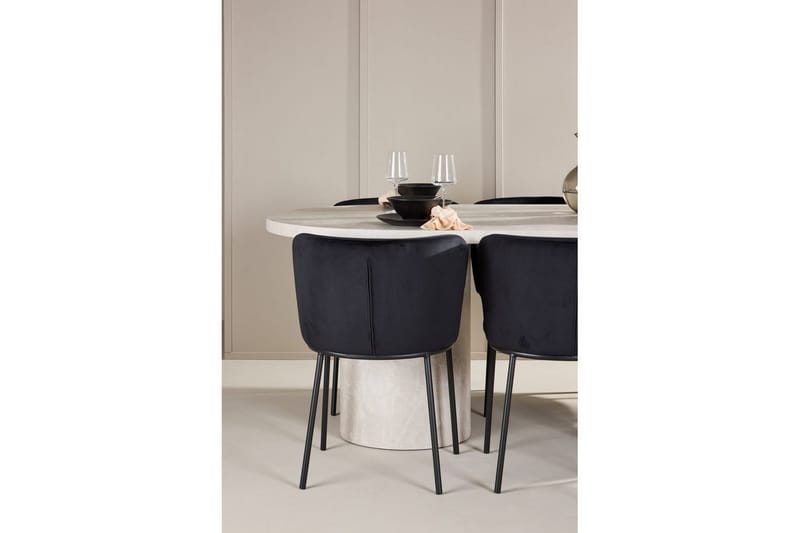 Spisegruppe Narvik 100x200 cm Beige med 6 Edina Stoler Svart - Svart - Møbler - Bord - Spisegrupper