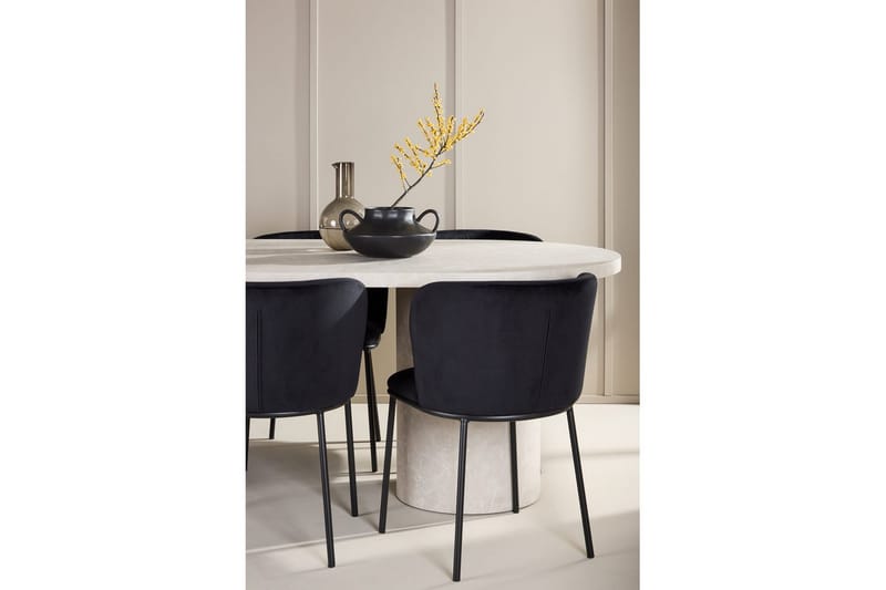 Spisegruppe Narvik 100x200 cm Beige med 6 Edina Stoler Svart - Svart - Møbler - Bord - Spisegrupper