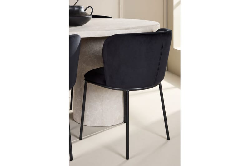 Spisegruppe Narvik 100x200 cm Beige med 6 Edina Stoler Svart - Svart - Møbler - Bord - Spisegrupper