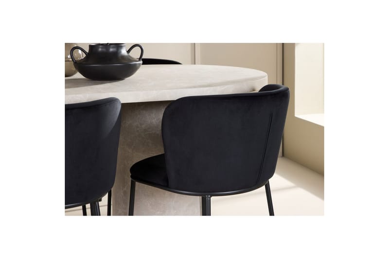 Spisegruppe Narvik 100x200 cm Beige med 6 Edina Stoler Svart - Svart - Møbler - Bord - Spisegrupper