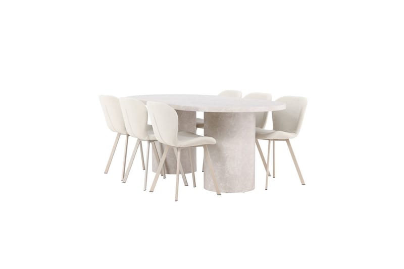 Spisegruppe Narvik 100x200 cm Beige med 6 Lilja Stoler - Møbler - Bord - Spisegrupper