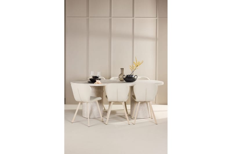 Spisegruppe Narvik 100x200 cm Beige med 6 Lilja Stoler - Møbler - Bord - Spisegrupper