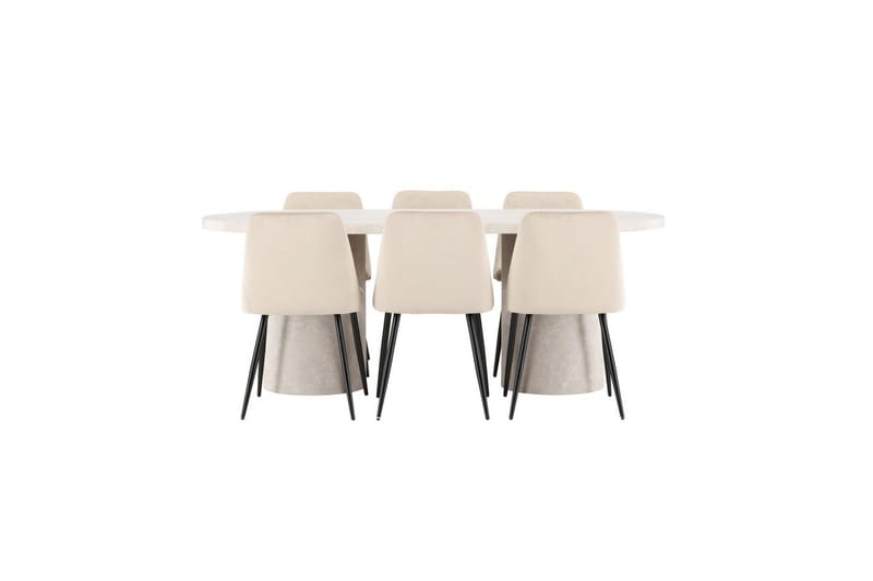 Spisegruppe Narvik 100x200 cm Beige med 6 Night Stoler, undefined
