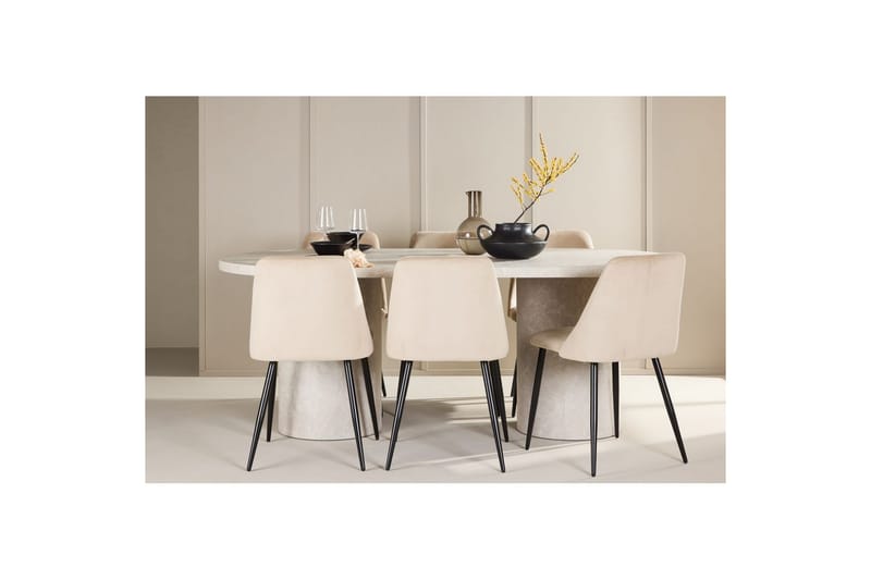 Spisegruppe Narvik 100x200 cm Beige med 6 Night Stoler - Møbler - Bord - Spisegrupper