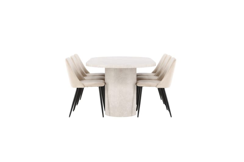 Spisegruppe Narvik 100x200 cm Beige med 6 Night Stoler - Møbler - Bord - Spisegrupper