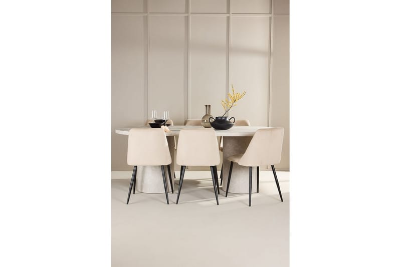 Spisegruppe Narvik 100x200 cm Beige med 6 Night Stoler - Møbler - Bord - Spisegrupper