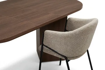 Spisegruppe Nordure Dano uttrekkbart spisebord 160–200 cm med 6 Filip spisestoler Greige - Valnøtt - Møbler - Bord - Spisegrupper