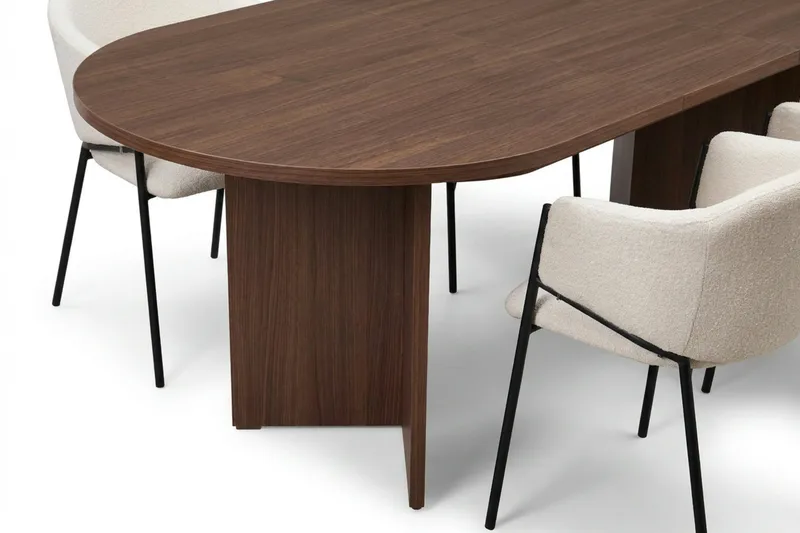 Spisegruppe Nordure Dano uttrekkbart spisebord 160–200 cm med 6 Filip spisestoler Vit - Møbler - Bord - Spisegrupper