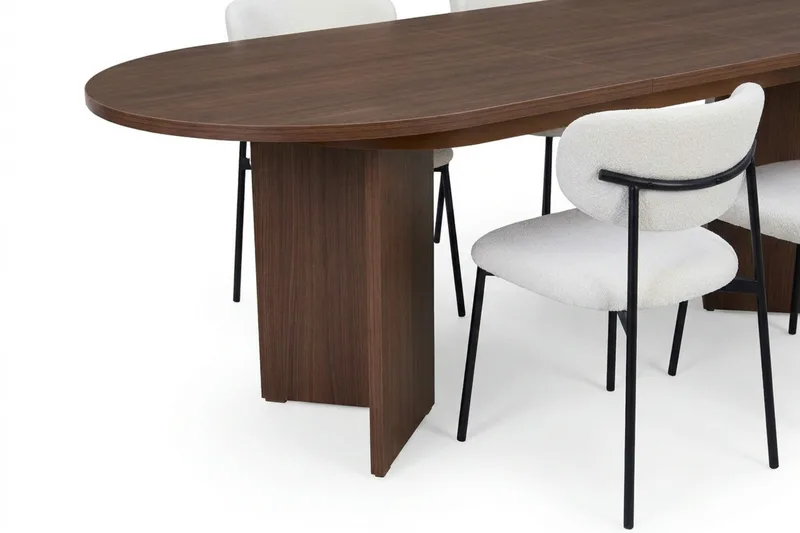 Spisegruppe Nordure Dano uttrekkbart spisebord 160–200 cm med 6 Lucy spisestoler Vit - Møbler - Bord - Spisegrupper