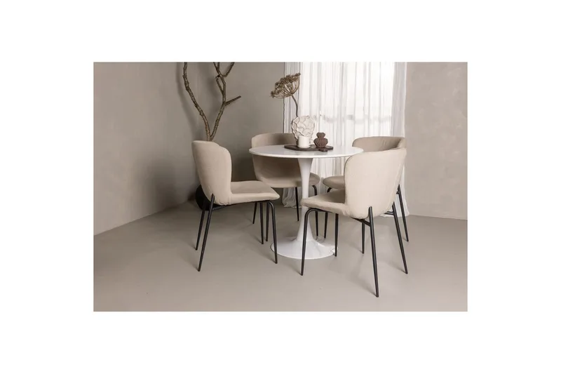 Spisegruppe Rund spisegruppe Hamden, Modesto Beige - Beige - Møbler - Bord - Spisegrupper