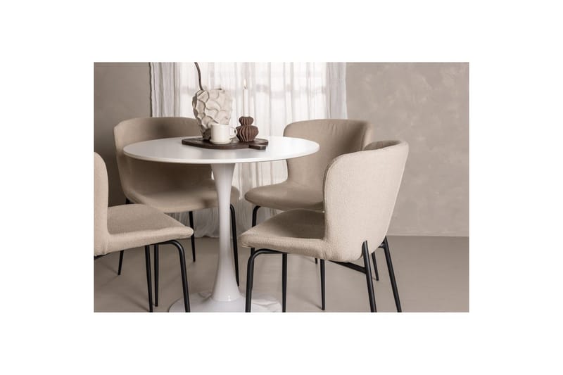 Spisegruppe Rund spisegruppe Hamden, Modesto Beige - Beige - Møbler - Bord - Spisegrupper
