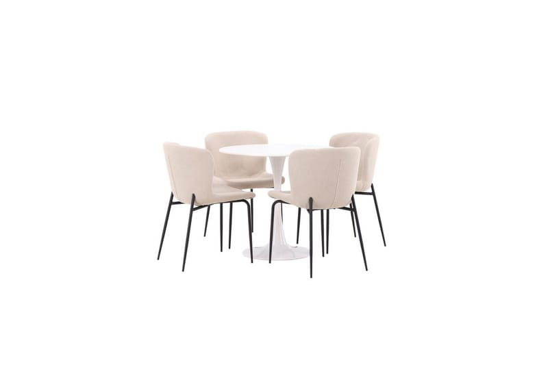 Spisegruppe Rund spisegruppe Hamden, Modesto Beige - Beige - Møbler - Bord - Spisegrupper
