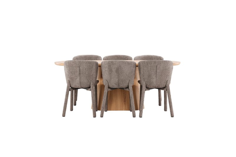 Spisegruppe Stjärnö 200x90 cm Natur med 6 stk Astoria Stoler Brun - Brun - Møbler - Bord - Spisegrupper
