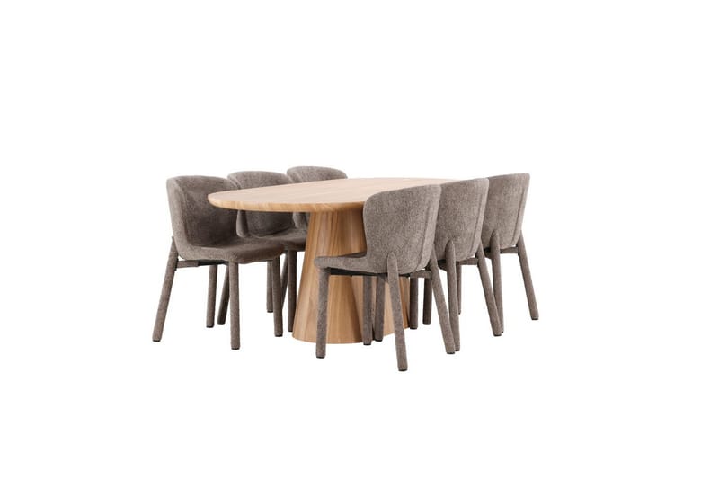 Spisegruppe Stjärnö 200x90 cm Natur med 6 stk Astoria Stoler Brun - Brun - Møbler - Bord - Spisegrupper