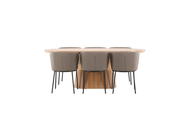 Spisegruppe Stjärnö 200x90 cm Natur med 6 stk Edina Stoler Svart / Brun - Svart / Brun - Møbler - Bord - Spisegrupper