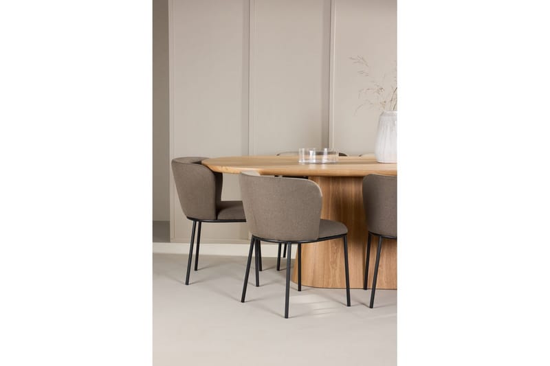 Spisegruppe Stjärnö 200x90 cm Natur med 6 stk Edina Stoler Svart / Brun - Svart / Brun - Møbler - Bord - Spisegrupper