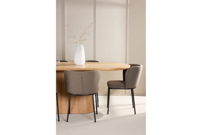 Spisegruppe Stjärnö 200x90 cm Natur med 6 stk Edina Stoler Svart / Brun - Svart / Brun - Møbler - Bord - Spisegrupper