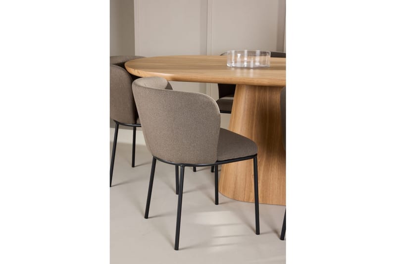 Spisegruppe Stjärnö 200x90 cm Natur med 6 stk Edina Stoler Svart / Brun - Svart / Brun - Møbler - Bord - Spisegrupper