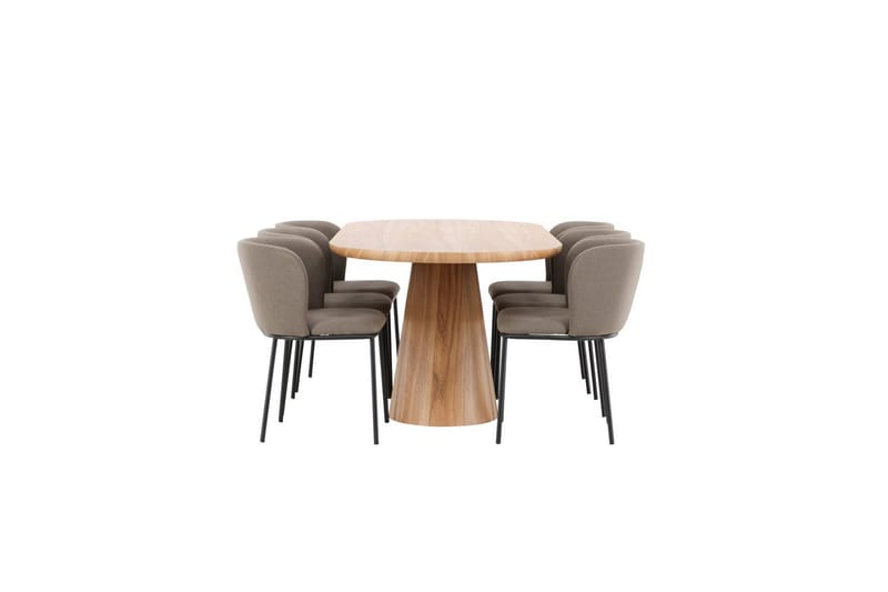 Spisegruppe Stjärnö 200x90 cm Natur med 6 stk Edina Stoler Svart / Brun - Svart / Brun - Møbler - Bord - Spisegrupper