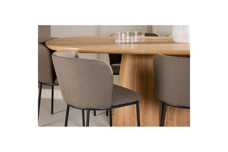 Spisegruppe Stjärnö 200x90 cm Natur med 6 stk Edina Stoler Svart / Brun - Svart / Brun - Møbler - Bord - Spisegrupper