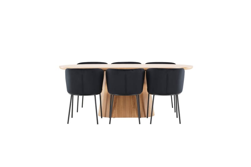 Spisegruppe Stjärnö 200x90 cm Natur med 6 stk Edina Stoler Svart - Svart - Møbler - Bord - Spisegrupper
