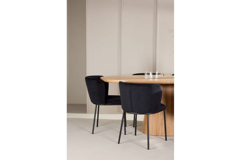 Spisegruppe Stjärnö 200x90 cm Natur med 6 stk Edina Stoler Svart - Svart - Møbler - Bord - Spisegrupper